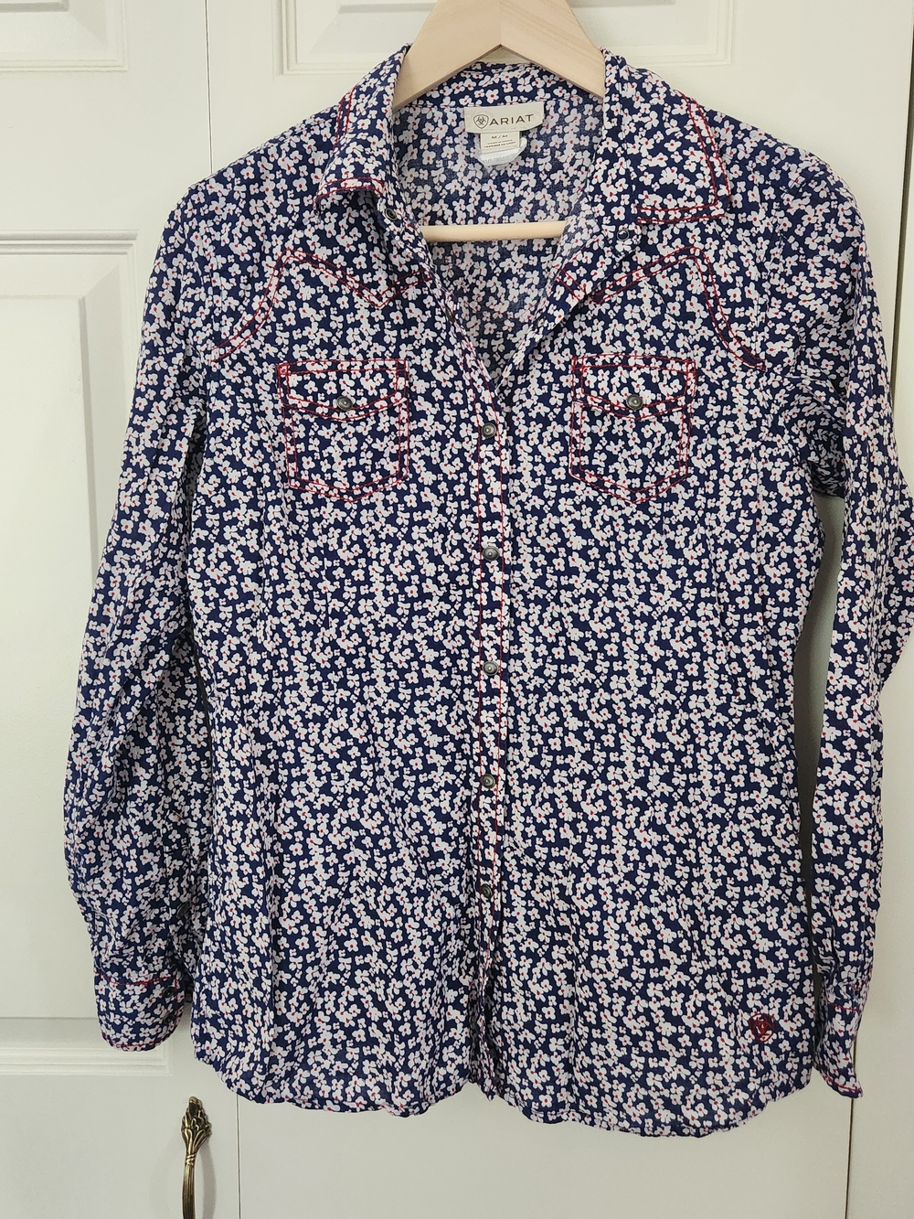 Ariat Navy Blue White Floral Button-Up Shirt